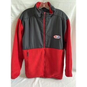 Delta Sonic Red Fleece Lined Zip Jacket Men's L Pockets Patch Quilt Lined